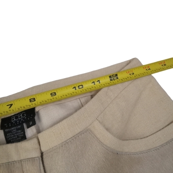 BCBG MaxAzria Collection Beige Hook Zip Closure Burlap Frayed Hem Pants … - Picture 5 of 10